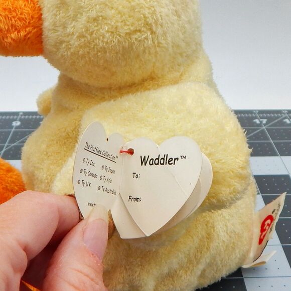Ty Pluffies Waddler Yellow Duck Plush TyLux 2008 8 Inch Stuffed Animal with Tag - Picture 3 of 11
